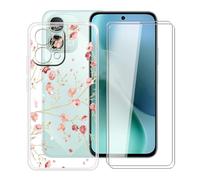 YQINHHME Funda para Vivo iQOO Z11x (6.76 ") + 2 X Cristal Templado Protector de Pantalla, Antichoque Anti-Arañazos Carcasa Ultrafina Suave TPU Cover Case para Vivo iQOO Z11x - Camelia