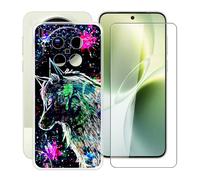 YQINHHME Funda para Vivo X300 Ultra (6.82 ") + Protector de Pantalla Cristal Templado, Funda de Silicona Suave Ultrafina Anti-rasguños TPU Carcasa Case para Vivo X300 Ultra - Bestia Graffiti