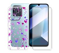 YQINHHME Funda para Xiaomi Poco C85 5G (6.90 ") + 2 X Cristal Templado Protector de Pantalla, Antichoque Anti-Arañazos Carcasa Ultrafina Suave TPU Cover Case para Xiaomi Poco C85 5G - Burbuja de Amor