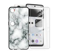 YQINHHME Funda para XREAL Beam Pro (6.5 ") + Cristal Templado Película, Ultrafina Antichoque X Antiarañazos Negro Suave Silicona TPU Case Carcasa para XREAL Beam Pro - Mármol