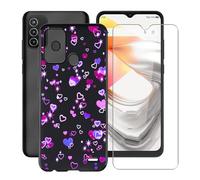 YQINHHME Funda para ZTE Nubia A76 (6.50 ") + Cristal Templado Película, Ultrafina Antichoque X Antiarañazos Negro Suave Silicona TPU Case Carcasa para ZTE Nubia A76 - Burbujas de Amor