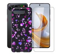 YQINHHME Funda para ZTE Nubia Air Pro (6.77 ") + Cristal Templado Película, Ultrafina Antichoque X Antiarañazos Negro Suave Silicona TPU Case Carcasa para ZTE Nubia Air Pro - Burbujas de Amor