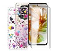 YQINHHME Funda para ZTE Nubia Focus 2 5G (6.70 ") + 2 X Cristal Templado Protector de Pantalla, Antichoque Anti-Arañazos Carcasa Ultrafina Suave TPU Cover para ZTE Nubia Focus 2 5G - Globo Rosa