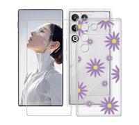 YQINHHME Funda para ZTE Nubia RedMagic 11 Air (6.85 ") + Protector de Pantalla Cristal Templado, Funda de TPU Suave Ultrafina Anti-rasguños Carcasa para ZTE Nubia RedMagic 11 Air - Flor Purpura