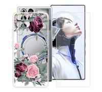 YQINHHME Funda para ZTE Nubia RedMagic 11 Pro (6.85 ") + Protector de Pantalla Cristal Templado, Funda de TPU Suave Ultrafina Anti-rasguños Carcasa para ZTE Nubia RedMagic 11 Pro - Rosa roja