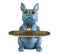 YQLKD Figurilla Resina Cool Dog Escultura Bulldog Estatuilla Decorativa Bandeja De Almacenamiento Estatua