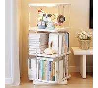 YQMHEZ Estantería Giratoria Cuadrada, Organizador de Acrílico, Expositor Giratorio de 360 Grados, Estante de Almacenamiento de La Sala de Estar(Wit,3 Tier:98cm)