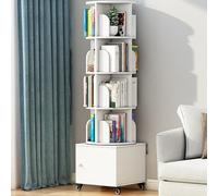 YQMHEZ Estantería Giratoria, Estante de Almacenamiento, Estantería Giratoria de 360 Grados, Estantería Estrecha con Gabinete, Organizador de Pie para Espacios Pequeños.(Wit,5 Tier:173cm)
