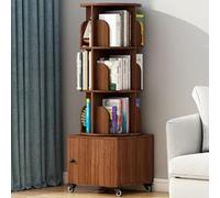 YQMHEZ Estantería Giratoria, Estante de Almacenamiento, Estantería Giratoria de 360 Grados, Estantería Estrecha con Gabinete, Organizador de Pie para Espacios Pequeños.(Brown,4 Tier:141cm)