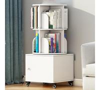 YQMHEZ Estantería Giratoria, Estante de Almacenamiento, Estantería Giratoria de 360 Grados, Estantería Estrecha con Gabinete, Organizador de Pie para Espacios Pequeños.(Wit,3 Tier:109cm)