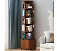 YQMHEZ Estantería Giratoria, Estante de Almacenamiento, Estantería Giratoria de 360 Grados, Estantería Estrecha con Gabinete, Organizador de Pie para Espacios Pequeños.(Brown,6 Tier:204cm)