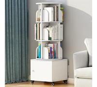 YQMHEZ Estantería Giratoria, Estante de Almacenamiento, Estantería Giratoria de 360 Grados, Estantería Estrecha con Gabinete, Organizador de Pie para Espacios Pequeños.(Wit,4 Tier:141cm)
