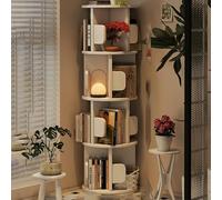 YQMHEZ Estantería Giratoria, Estantería de Esquina Giratoria de 360 grados, Estantería de Esquina de Pared, Estante de Escalera, Estante de Exhibición de Pie Para Espacios Pequeños(Wit,4 Tier:125cm)