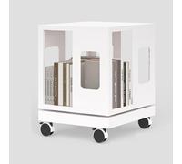 YQMHEZ Estantería Giratoria, Organizador Estrecho para Libros, Estante de Almacenamiento, Expositor Giratorio de 360 Grados con Ruedas para Espacios Reducidos(Wit,1 Tier:42cm)