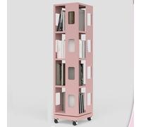 YQMHEZ Estantería Giratoria, Organizador Estrecho para Libros, Estante de Almacenamiento, Expositor Giratorio de 360 Grados con Ruedas para Espacios Reducidos(Pink,4 Tier:140cm)