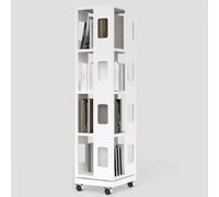 YQMHEZ Estantería Giratoria, Organizador Estrecho para Libros, Estante de Almacenamiento, Expositor Giratorio de 360 Grados con Ruedas para Espacios Reducidos(Wit,4 Tier:140cm)