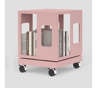 YQMHEZ Estantería Giratoria, Organizador Estrecho para Libros, Estante de Almacenamiento, Expositor Giratorio de 360 Grados con Ruedas para Espacios Reducidos(Pink,1 Tier:42cm)