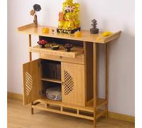 YQMHEZ Mesa de Altar for Meditación, Mueble de Altar Chino con Nicho de Buda Y Espacio de Almacenamiento, Mesas de Ofrendas for El Hogar, Mesa de Oración Budista(Natural,100x40x108cm39x15x42in)