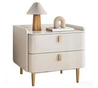 YQMHEZ Mesita d Noche Mesita Noche de Madera Maciza sin Asas con 3 Cajones con Diseño de Esquinas Redondeadas Envueltas en Cuero for Dormitorio Pasillo Entrada Moderna(19.7x15.7x19.7in)