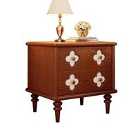 YQMHEZ Mesita de Noche Mesita Auxiliares de Madera Maciza Mesita de Noche de Estilo Medieval Vintage con 2 Cajones y Manijas de Metal for Dormitorio Apartamento Sala de Estar(Vintage Color)