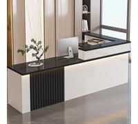 YQMHEZ Mostrador de Recepción, Mostradores para Tiendas, Mostrador de Caja Minorista con Luz LED, Mostrador de Recepción Moderno con Cajón con Cerradura(White+Black)
