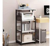 YQMHEZ Soporte for Impresora, Mesa Móvil Impresoras con Ruedas Y Estante de Almacenamiento, Carrito con Ruedas for Impresoras, Mesa Auxiliar Oficina Y Hogar(Black+White)
