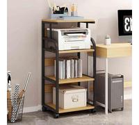 YQMHEZ Soporte for Impresora, Mesa Móvil Impresoras con Ruedas Y Estante de Almacenamiento, Carrito con Ruedas for Impresoras, Mesa Auxiliar Oficina Y Hogar(Black+Brown)