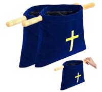 YQNISCU 2 cestas de ofrenda for la Iglesia, Bolsas de la Biblia Cruzadas Bordadas con Asas de Madera, Suministros de comunión de Las Iglesias de la Iglesia de Franela Azul, Bolsa de la Biblia -