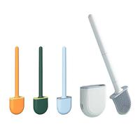 YQNISCU Cepillo for Inodoro Cepillo for Inodoro de Silicona Cabeza Plana Inodoro Flexible montado en la Pared de Secado rápido for Limpieza de Esquinas de baño Hogar(Blanco-1 Verde-1)(Orange -1)