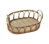 Yqqhrbm Cesta Ovalada Decorativa de Ratán Tejida a Mano para El Baño, Organizador, Bandeja para Servir Y Frutero.