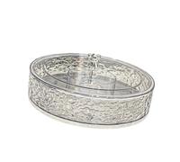 Yqqhrbm Organizador de Aperitivos Redondo con Tapa, Compartimentos Múltiples, Reutilizable, Plato de Postre de Fruta, Apto para Comedor, Claro, Individual