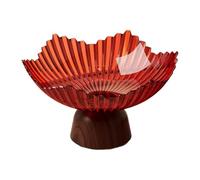 Yqqhrbm Pedestal Moderno Cuenco de Frutas Almacenamiento Snacks Adorno de Mesa Diseño Elegante Material Pet Adecuado para Fiesta Hogar Salón, Rojo Claro, Individual