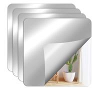 YQQYG 4 calcomanías de espejo de plástico de 6 pulgadas, esquinas redondas suaves, calcomanías de espejo acrílico, espejos adhesivos para manualidades, baño, hogar, sala de estar, decoración de