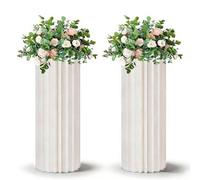 YQRYQP 2 Soportes cilíndricos Plegables de cartón con Discos acrílicos, Juego de Soportes de Flores de cartón para Bodas, Pedestal Alto Plegable para Tartas, pedestales cilíndricos(80CM)