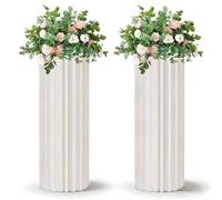 YQRYQP 2 Soportes cilíndricos Plegables de cartón con Discos acrílicos, Juego de Soportes de Flores de cartón para Bodas, Pedestal Alto Plegable para Tartas, pedestales cilíndricos(100CM)