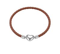YQSLIN Pulsera trenzada de cuero de 3 mm con cierre a presión hecha a mano para mujeres y mujeres, compatible con abalorios Pandora, Cuero, Sin piedra preciosa