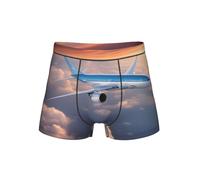 YQTGBCED Beautiful Sky Airplane Print - Calzoncillos tipo bóxer para hombre, ropa interior para hombre, cómodos bóxers para hombre, ideales para capa base, Negro, M