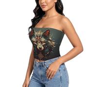 YQTGBCED Blusa sin tirantes con estampado de hongos brillantes para mujer, Hermoso tótem de lobo, XXL