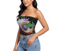 YQTGBCED Blusa sin tirantes con estampado de tren de vapor para mujer, Caracol pequeño, L