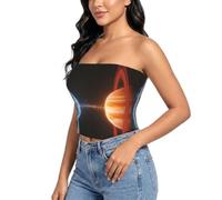 YQTGBCED Blusa sin tirantes con estampado geométrico abstracto para mujer, Dos planetas, XXL