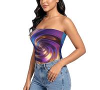 YQTGBCED Blusa sin tirantes para mujer con estampado ondulado, Colorido flujo de remolino, L