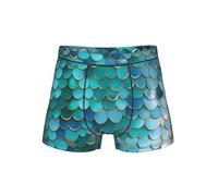 YQTGBCED Calzoncillos tipo bóxer con estampado de escamas de sirena, ropa interior para hombre, cómodos bóxers para hombre, ideales para capa base, Negro, XXL