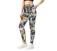 YQTGBCED Divertidos leggings de moda con estampado de bruja para mujer, conjuntos de entrenamiento con bolsillos, perfectos para gimnasio y fitness, Negro, XXL