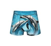 YQTGBCED Dolphins In Love - Calzoncillos tipo bóxer para hombre, ropa interior para hombre, cómodos bóxers para hombre, ideales para capa base, Negro, XL