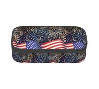 YQTGBCED Estuche de gran capacidad con estampado de bandera de Estados Unidos con organizador, material de tela Oxford, múltiples compartimentos, Black, Talla única, Neceser de maquillaje