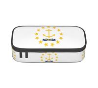 YQTGBCED Estuche organizador de bolígrafos multifunción de gran capacidad con diseño de bandera del estado de Rhode Island, Black, Talla única, Funda para llave
