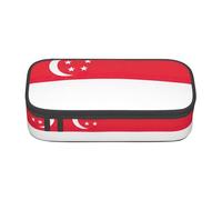 YQTGBCED Estuche organizador multifunción con estampado de bandera de Singapur para oficina, gran capacidad, Black, Talla única, Funda para llave