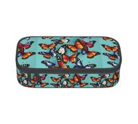 YQTGBCED Estuche para bolígrafos de gran capacidad con estampado de mariposas y violonchelo con organizador, material de tela Oxford, múltiples compartimentos, Black, Talla única, Neceser de