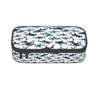 YQTGBCED Estuche para bolígrafos de gran capacidad con estampado de tiburón con varios gestos, con organizador, material de tela Oxford, múltiples compartimentos, Black, Talla única, Neceser de