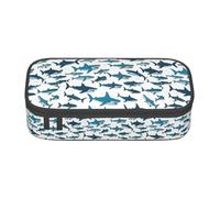 YQTGBCED Estuche para bolígrafos de gran capacidad con estampado de tiburón con varios gestos, con organizador, material de tela Oxford, múltiples compartimentos, Black, Talla única, Neceser de